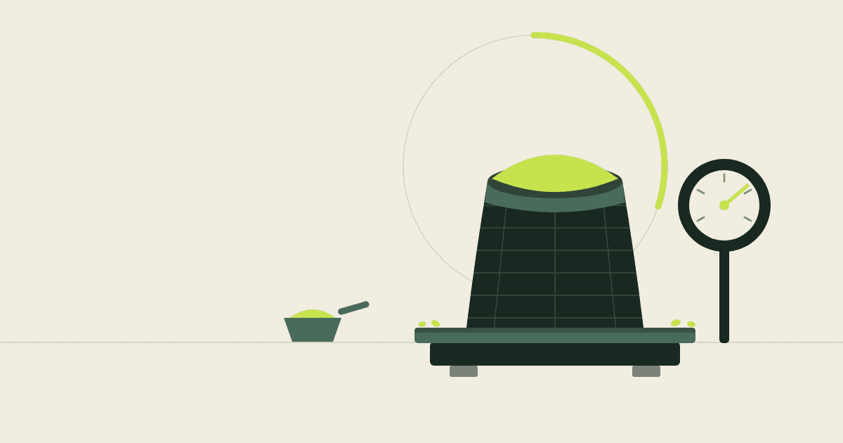A platform weighing scale carrying an open sack of grain, with a small hand scoop beside it