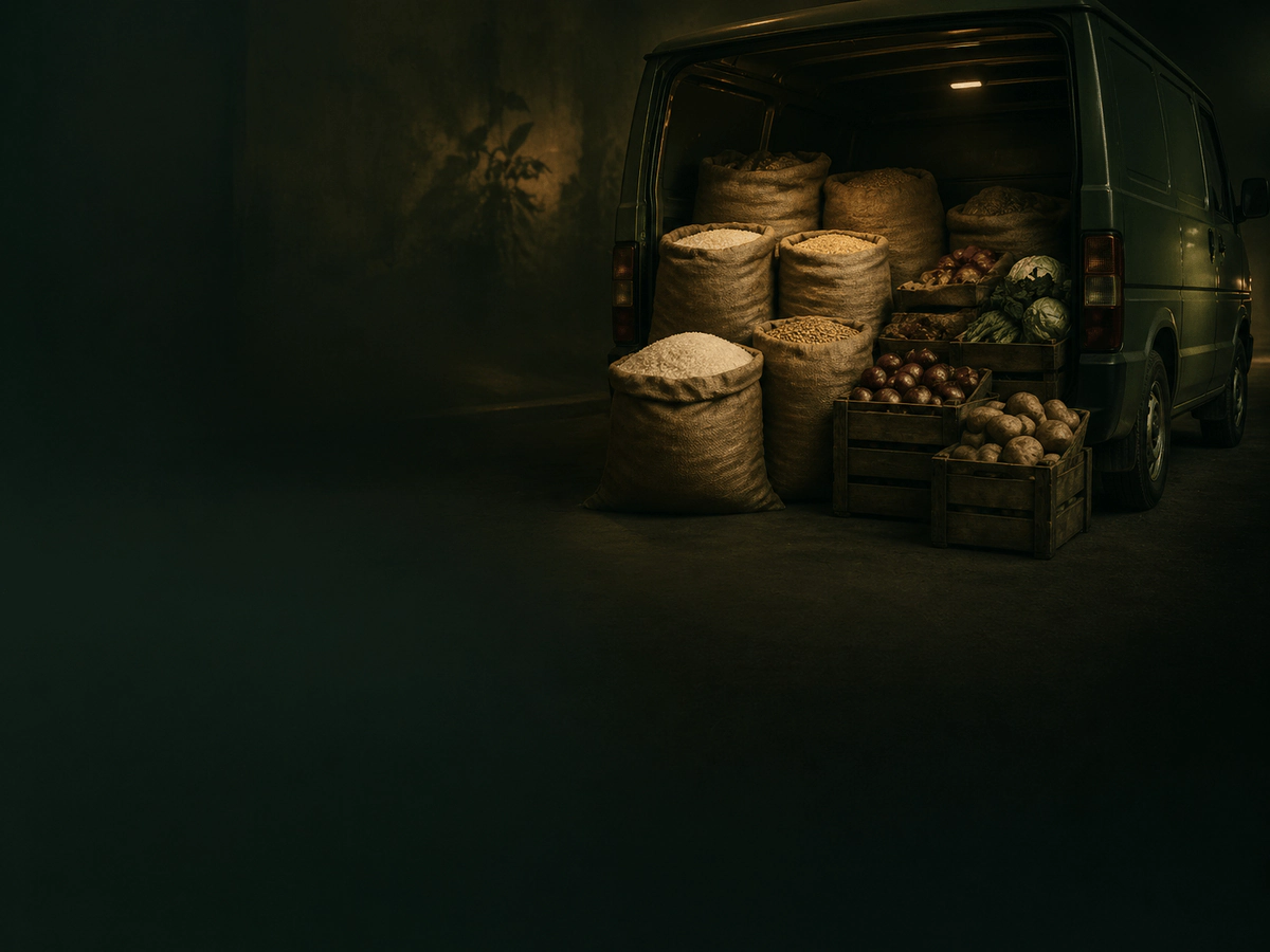 Wholesale grocery sacks being loaded for delivery